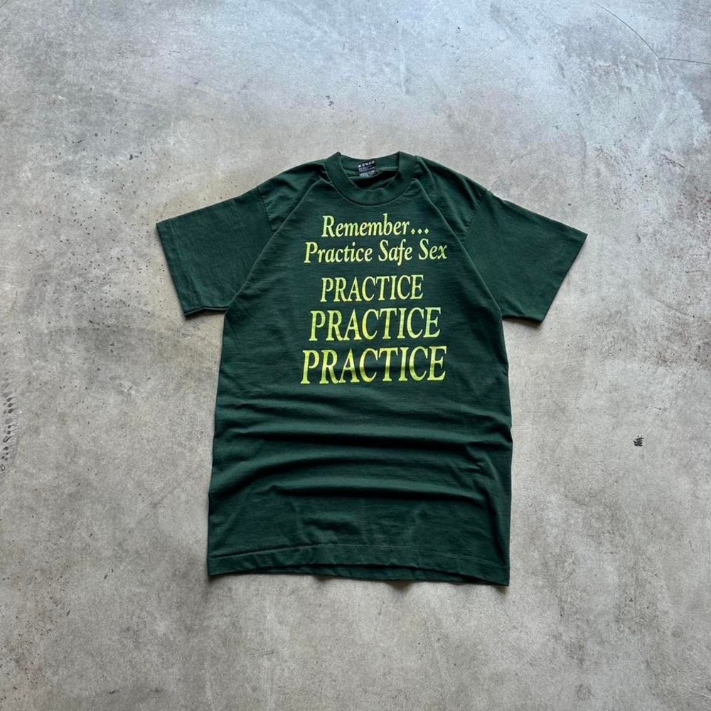 Vintage 90s Practice Safe S*x Graphic Single Stitch Shirt